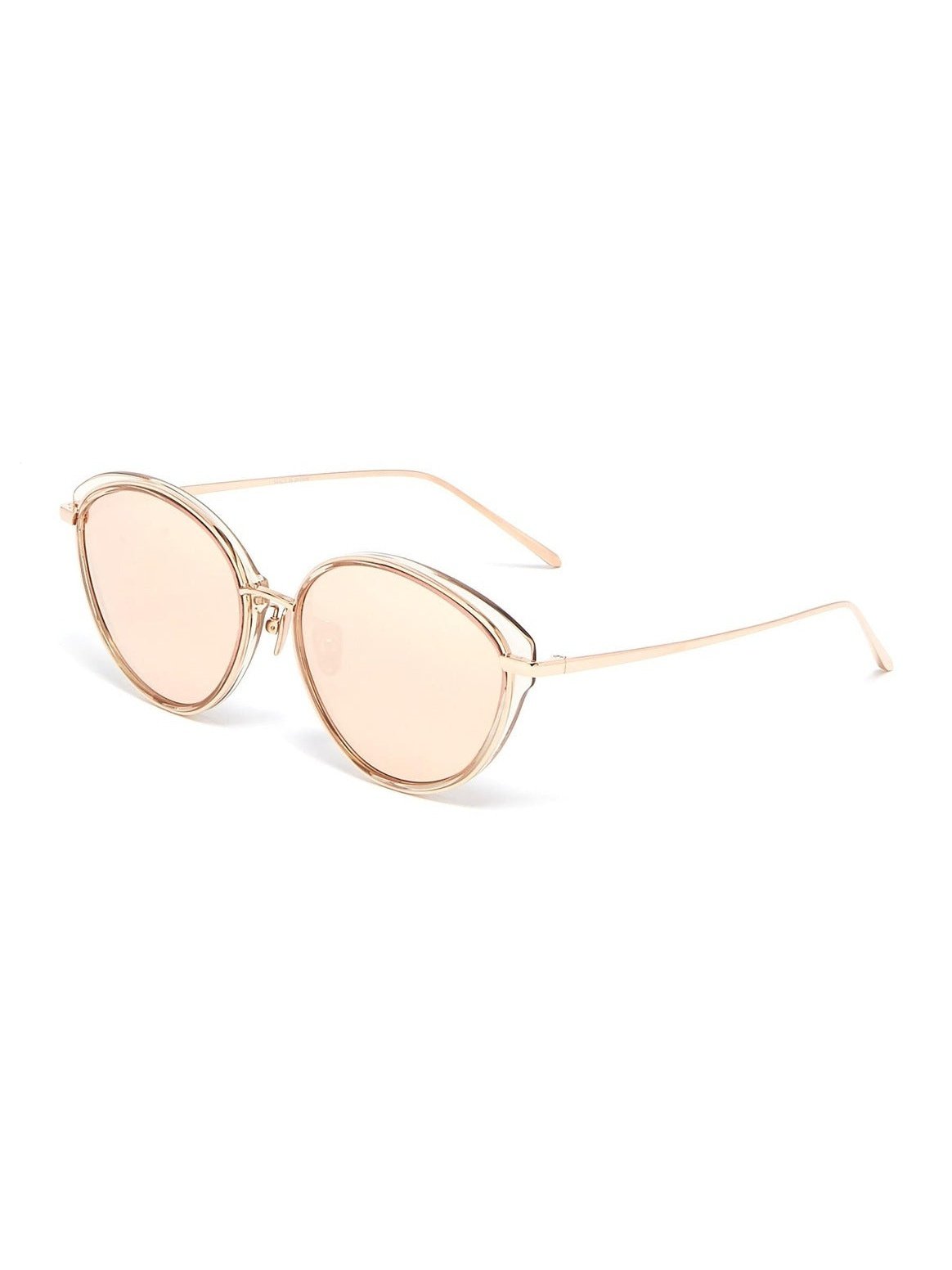 Acetate rim mirror metal round sunglasses - Linda Farrow - Metallic