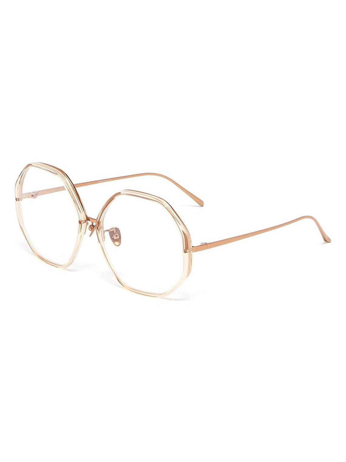 Acetate rim metal oversized octagon frame optical glasses - Linda Farrow - Metallic