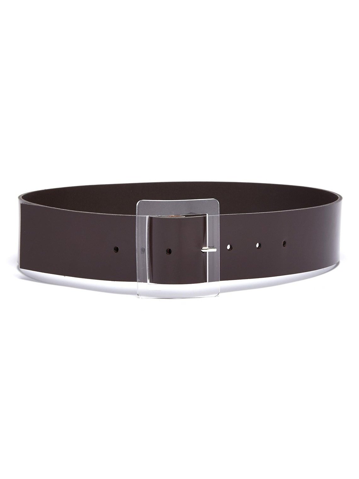 Acrylic buckle patent leather belt