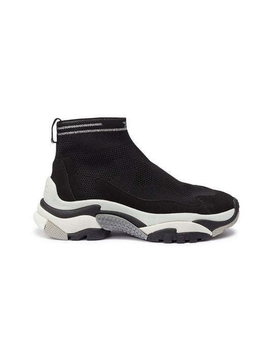 Addict Stretch' chunky outsole sock knit high top sneakers - ASH - Black