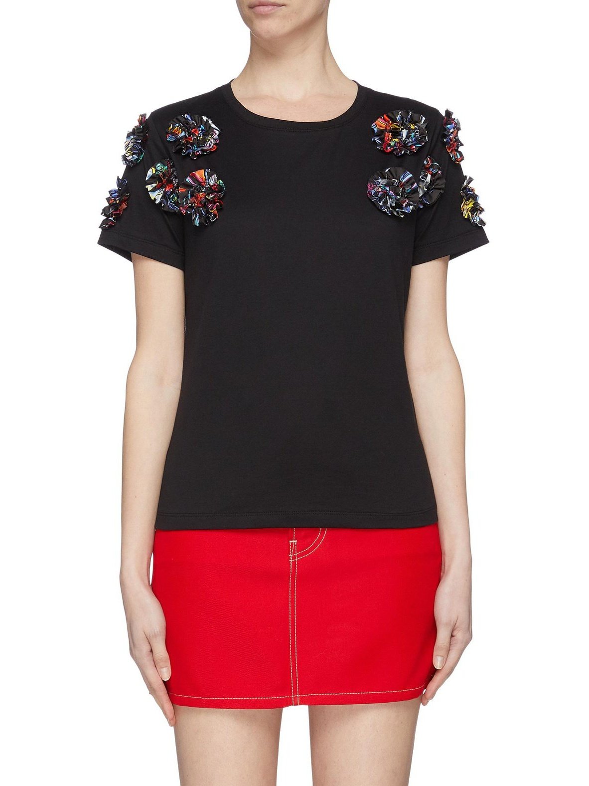 Abstract floral appliqué T-shirt - Minki - Black