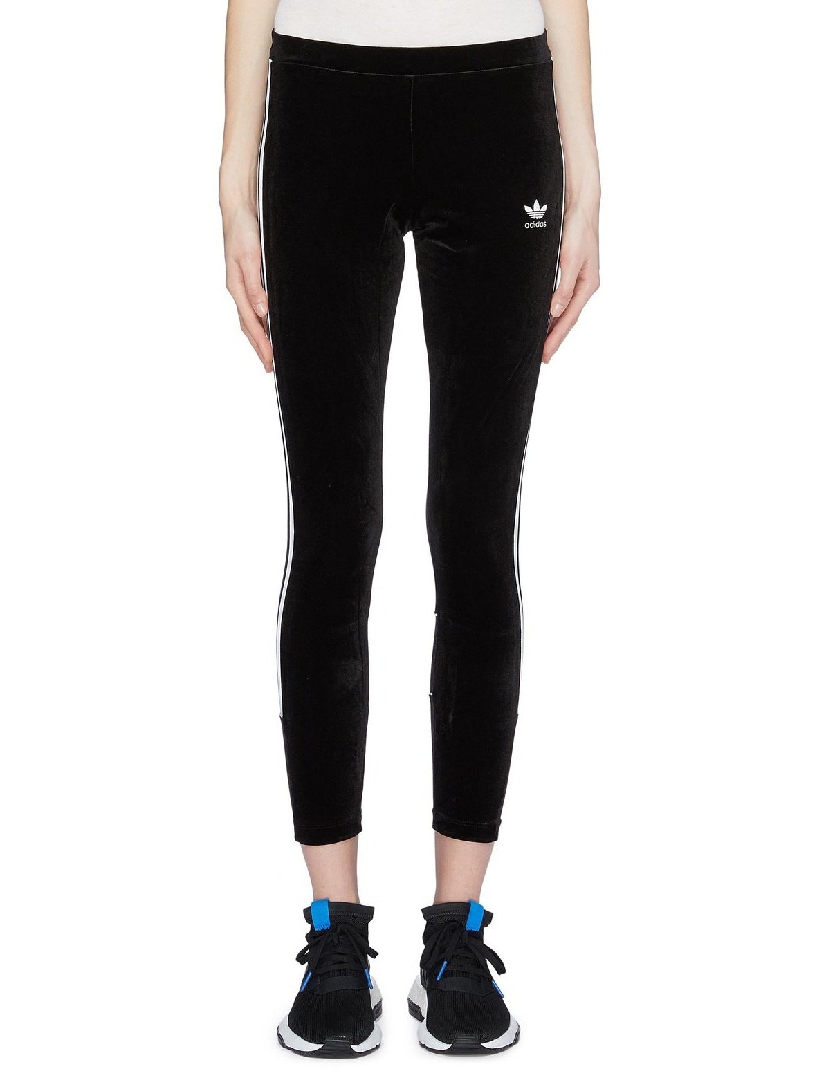 3-Stripes outseam velvet leggings - adidas - Black