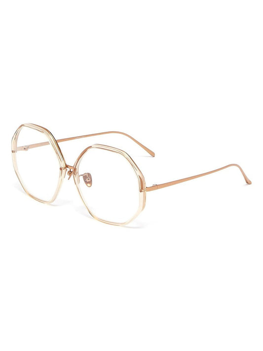 Acetate rim metal oversized octagon frame optical glasses - Linda Farrow - Metallic